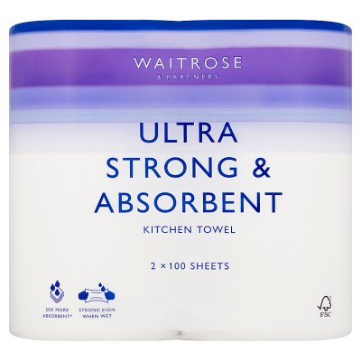 Waitrose Ultra Strong kitchen towel 2x100 sheets, UK version