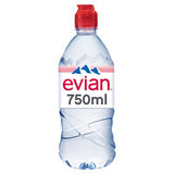 Evian still mineral water 750ml, imported from the UK