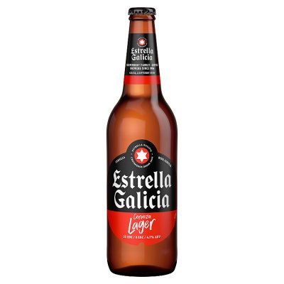 Estrella Galicia lager 620ml bottle (British brand)