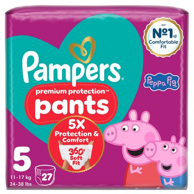 Pampers Premium Protection nappy pants Size 5 27 count (British brand)