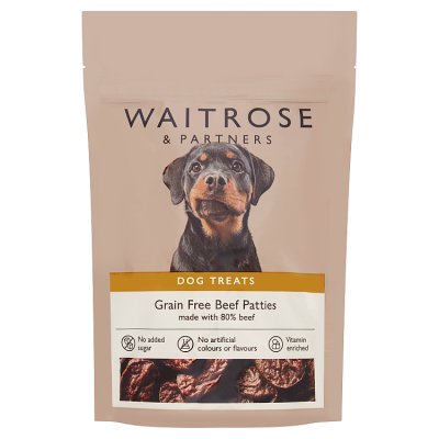 Waitrose grain free beef patties dog treats 70g (British brand)