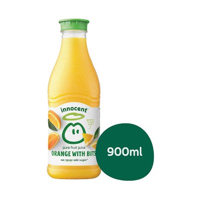 Innocent pure orange juice with bits 900ml, imported from the UK