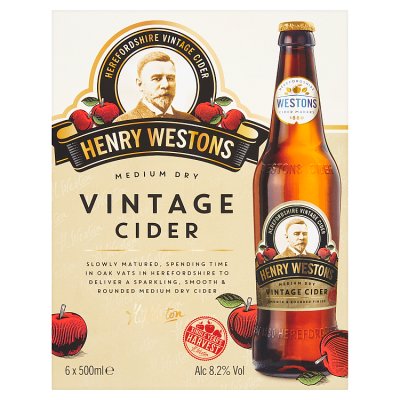 Henry Westons vintage cider 6x500ml, imported from the UK