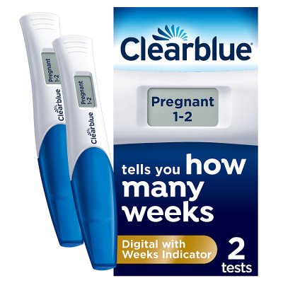 Clearblue pregnancy test with Weeks 2s (British brand)