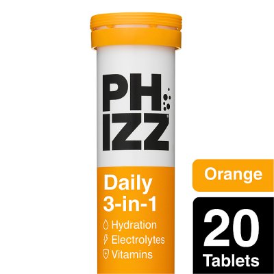 Phizz orange 3-in-1 effervescent hydration tablets 20, UK version