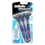 Gillette Mach3 disposable razors 3-pack, imported from the UK