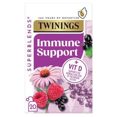 Twinings Immune Support tea bags blackcurrant raspberry 20 ct - British product