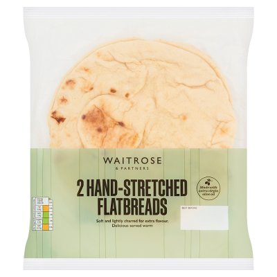 Waitrose hand-stretched flatbreads 2x100g, imported from the UK