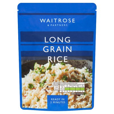 Waitrose long grain rice pouch 250g, UK version