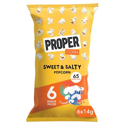 Proper Corn sweet and salty popcorn 6x14g multipack (British brand)