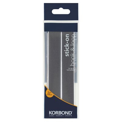 Korbond black stick-on hook and loop tape, imported from the UK