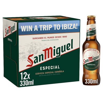 San Miguel lager beer bottles 12x330ml, imported from the UK