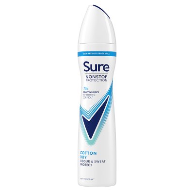 Sure Cotton Dry 72h deodorant aerosol 250ml, imported from the UK