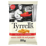 Tyrrells lentil crisps sweet chilli 80g, imported from the UK
