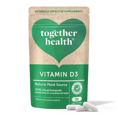 Together Health vegan vitamin D3 1000iu capsules, 30 count, UK version