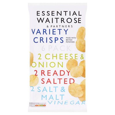 Waitrose Essential variety multipack crisps 6x25g - British product