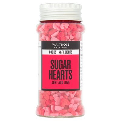 Cooks' Ingredients red and pink sugar hearts 63g, UK version
