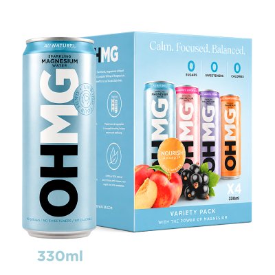 OHMG sparkling magnesium water variety pack 4x330ml (British brand)