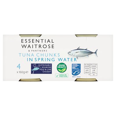 Essential tuna chunks in spring water 4x160g, UK version