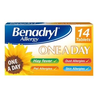 Benadryl allergy tablets One a Day 14s, imported from the UK