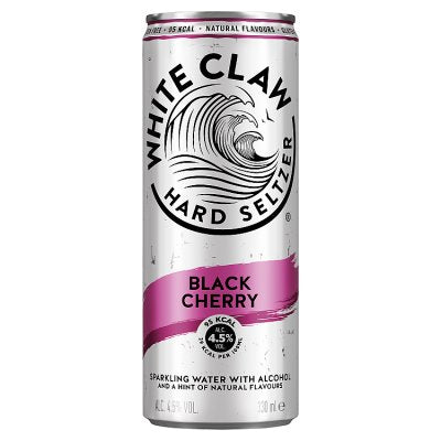 White Claw hard seltzer black cherry 330ml can (British brand)
