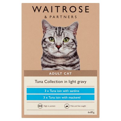 Waitrose Tuna Collection in Gravy cat food 6x85g (British brand)