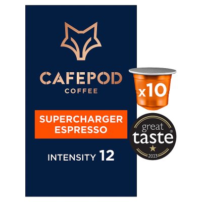 CafePod Supercharger espresso pods 10s 55g, imported from the UK