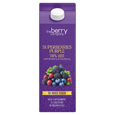 The Berry Company Superberries purple juice 1 litre, imported from the UK