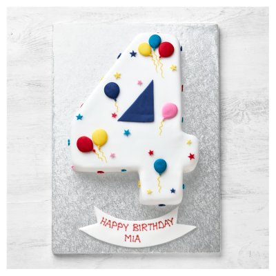 4th birthday balloon and stars cake with raspberry jam, UK version