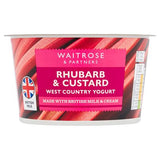 Waitrose rhubarb and custard West Country yogurt 150g, UK version