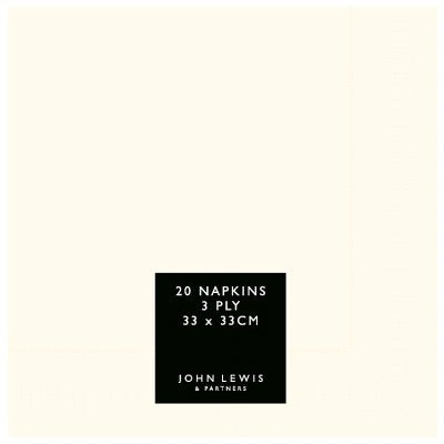 JL cream napkins 33cm 20 pack, UK version