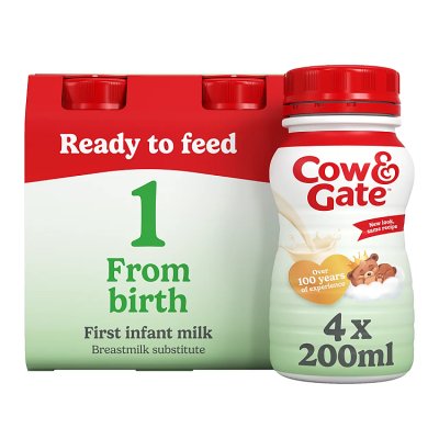 Cow & Gate first infant milk ready to feed 4x200ml (British brand)