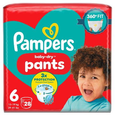 Pampers Baby-Dry nappy pants size 6 28 count (British brand)