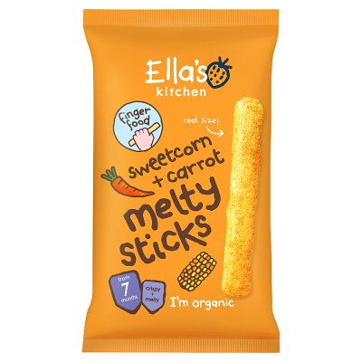 Ella's Kitchen organic sweetcorn and carrot melty sticks 16g - British product