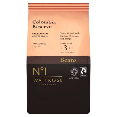 Waitrose No.1 Colombia Reserve roasted coffee beans 750g, UK version