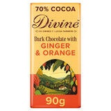 Divine dark chocolate bar with ginger and orange 90g - British product