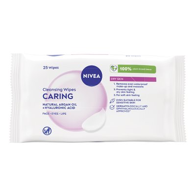 NIVEA biodegradable cleansing wipes for dry skin, 25 wipes, UK version