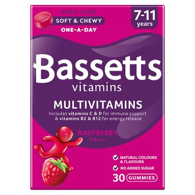 Bassetts multivitamins raspberry 30 pastilles - British product