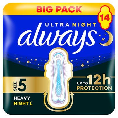Always Ultra Secure Night size 5 sanitary towels 14s - British product