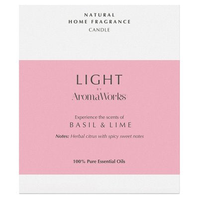 Aromaworks Basil and Lime light candle 220g - British product