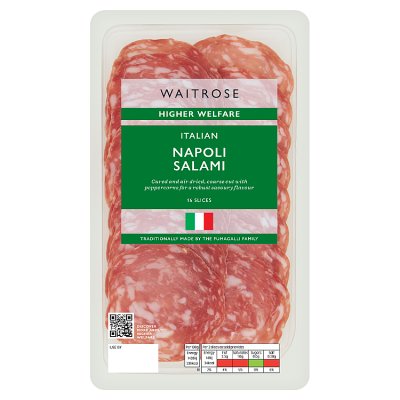 Waitrose Italian Napoli salami 80g, imported from the UK