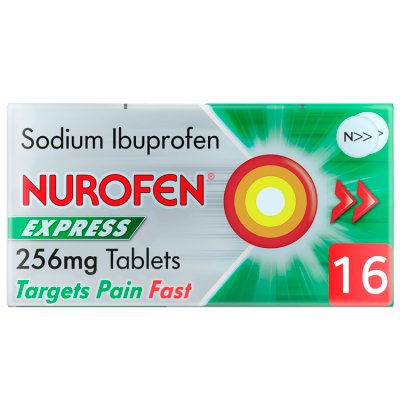 Nurofen Express 256mg ibuprofen tablets 16 pack - British product