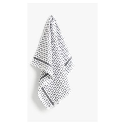 John Lewis grey check terry cotton tea towel, UK version