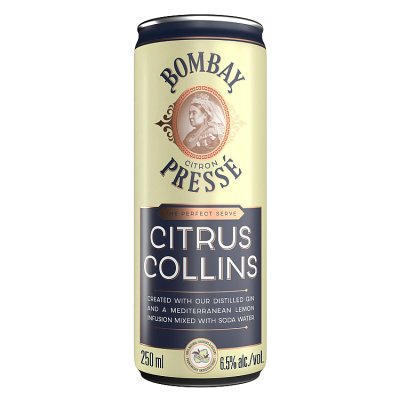 Bombay Citron Presse ready-to-drink gin cocktail 250ml, imported from the UK