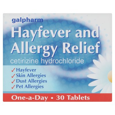 Galpharm hayfever and allergy relief cetirizine tablets 30, UK version