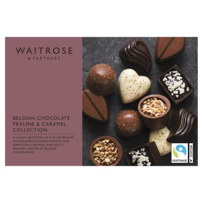 Waitrose Belgian chocolate praline and caramel box 148g - British product