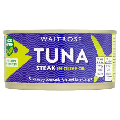 Waitrose MSC tuna steak in olive oil 200g, UK version