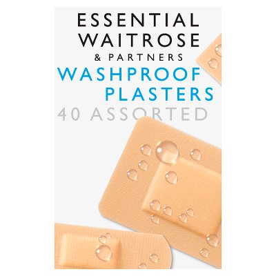 Waitrose Essential washproof plasters 40s, imported from the UK