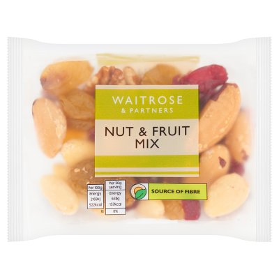 Waitrose fruit and nut mix 50g, imported from the UK