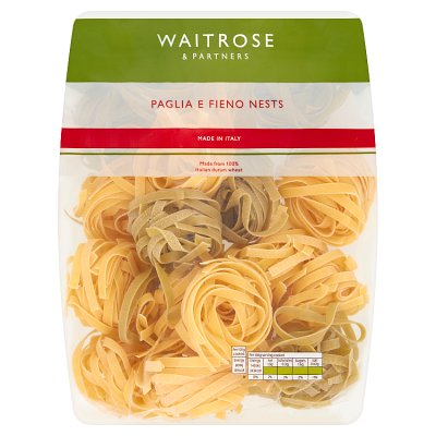 Waitrose Paglia e Fieno pasta nests with spinach 500g, imported from the UK